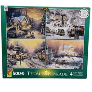 Thomas Kinkade 4-in-1 500-Piece Holiday Collection Multipack Jigsaw Puzzle
